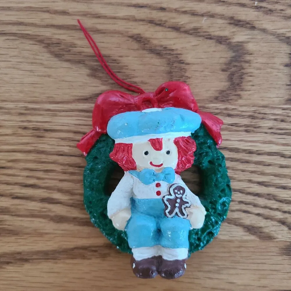 Vintage Raggedy Ann & Andy Inspired Hand Painted Christmas Ornaments Collectible